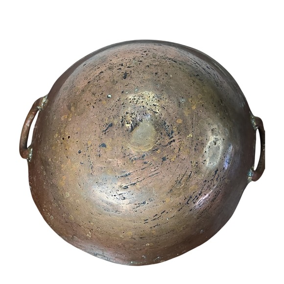 Antique Hand Hammered Copper Cauldron Pot Rustic Farmhouse Kitchen Decor - Picture 9 of 12